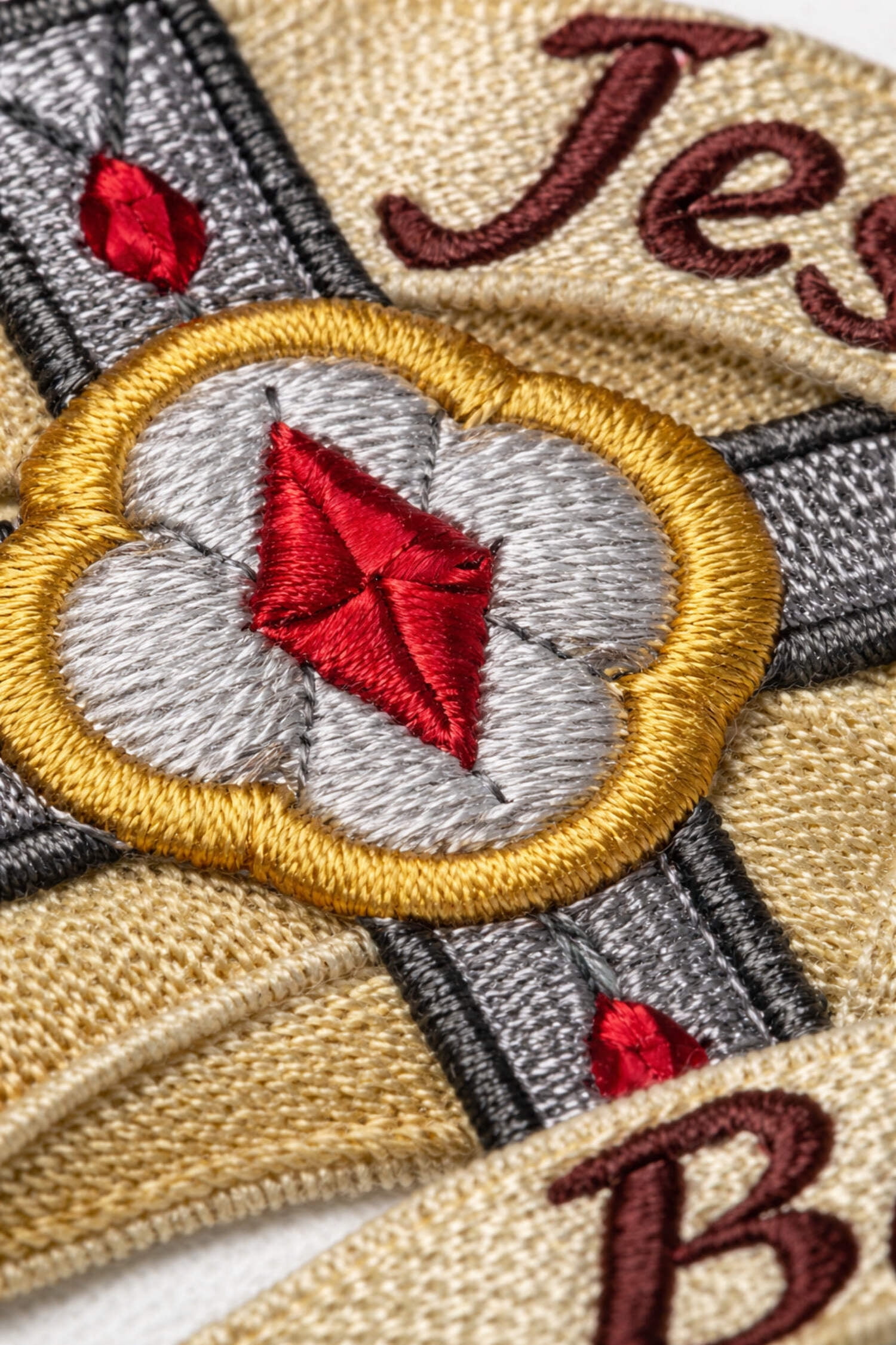 Holy Cross Jesus has My Back Embroidery Iron On/Sew Patch [6.5" x 4.87"]