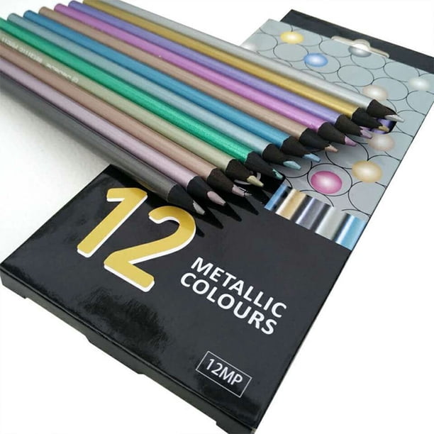 Lápices de colores metálicos Dededepraise, suministros de pintura para niños, con núcleos de cera de calidad extra con tonos brillantes, resistentes a roturas. Lápices de dibujo artístico 12/24 para c