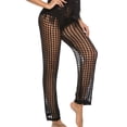 thumbnail image 4 of Lu's Chic Women's Beach Cover Up Pants Crochet Stretch Drawstring Straight Leg Knit Summer Swimsuit Pant Black Large, 4 of 4