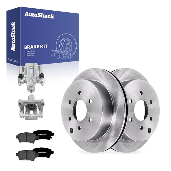 AutoShack Rear Vented Brake Rotors   Premium Ceramic Pads   Calipers 8-PC Brake Kit Replacement for 2005-2025 Nissan Frontier 2008-2015 Nissan Xterra 2009-2012 Suzuki Equator 11.25" (285.8 mm)