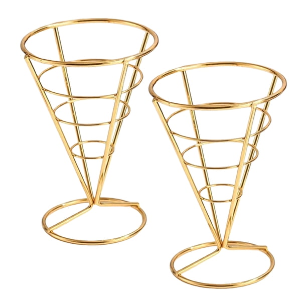 Soportes de acero inoxidable para conos de helado, papas fritas, exhibición de conos de comida para waffles, pizzas, charcutería, artículos para fiestas de restaurantes y cocinas.