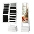 thumbnail image 6 of Zimtown Standing Jewelry Cabinet with Full Length Mirror - 2 Spacious Drawers & Makeup Storage Compartments, Freestanding Jewelry Organizer, White, 6 of 7