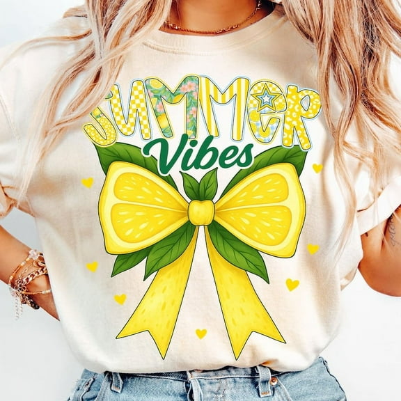 Preppy Summer Vibes T Shirt, Lemon Bow Sublimation, Girly Summer T Shirt, Coquette Lemon T Shirt, Cute Summer Shirt, Everyday T Shirt, Trendy Summer Design