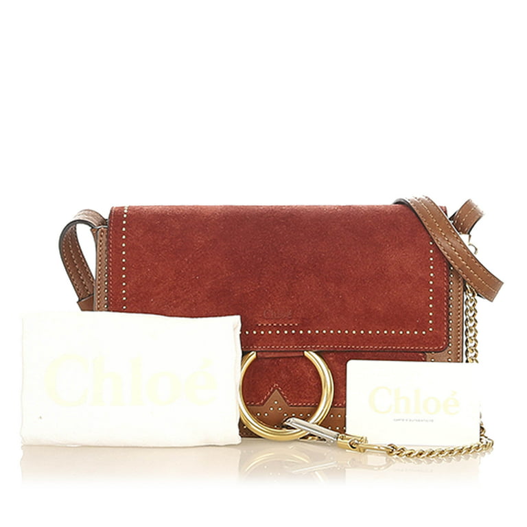 Brown Chloe Faye leather wallet in a strap