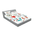 thumbnail image 2 of Ambesonne Nautical Fitted Sheet & Pillow Sham Set, I Love Sea Words, Full, White Red Blue, 2 of 2