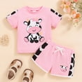 thumbnail image 2 of NOLDARES Toddler Girl Clothes Summer Outfits Cute Baby Short Sleeve T-shirt Shorts 18 Months to 6 Years(Pink,6-9 Months), 2 of 9