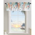thumbnail image 3 of Kitchen Curtain Valances for Windows,Summer Watercolor Ocean Coral Rod Pocket Small Valance Marine Life Starfish Seaweed Short Window Treatment for Bedroom Bathroom Living Room,54"x18", 3 of 9