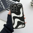 thumbnail image 5 of OOK For iPhone 15 Pro Max Case with Wrist Strap Kickstand, Cute Wavy Pattern Soft Silicone TPU Shockproof Protective Phone Case for Girls Women, Black, 5 of 6