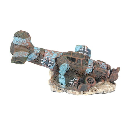 Mini Resin Craft Fish Tank Plane Artificial Plane Wreckage Decor Aquarium Landscape Ornament