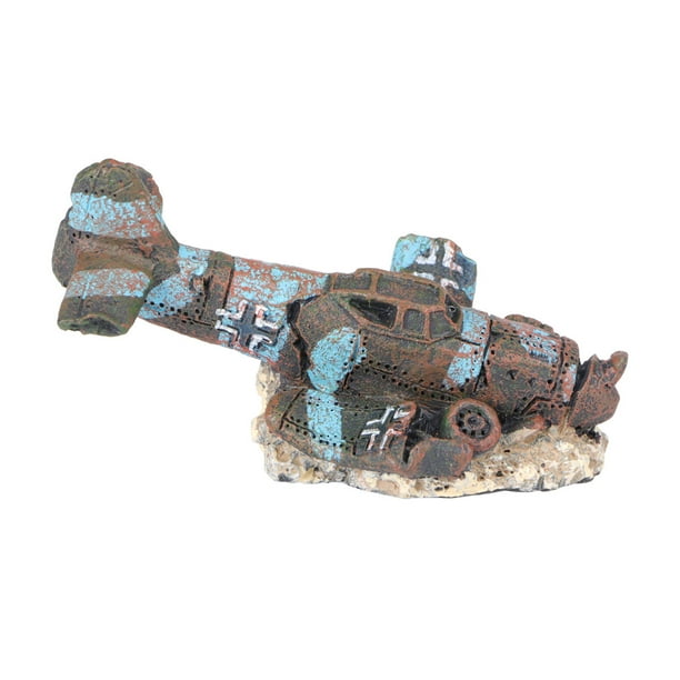 Homemaxs Aquarium Decorations Plane Sunken Ornament Ship Shipwreck