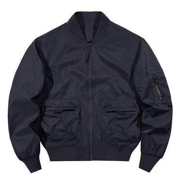 YHGFVOKJ Mens Sweater Pilot Oversized Functional Solid Color Drop Shoulder Workwear Version Trendy Baseball Jacket Mens Crewneck Sweater Dark Blue L