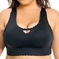 thumbnail image 2 of SMihono Stylish Scalloped Wireless Bras for Women Plus Size Cutout No Underwire Tank Top Full Coverage Comfort Everyday Bra Black XL, 2 of 5