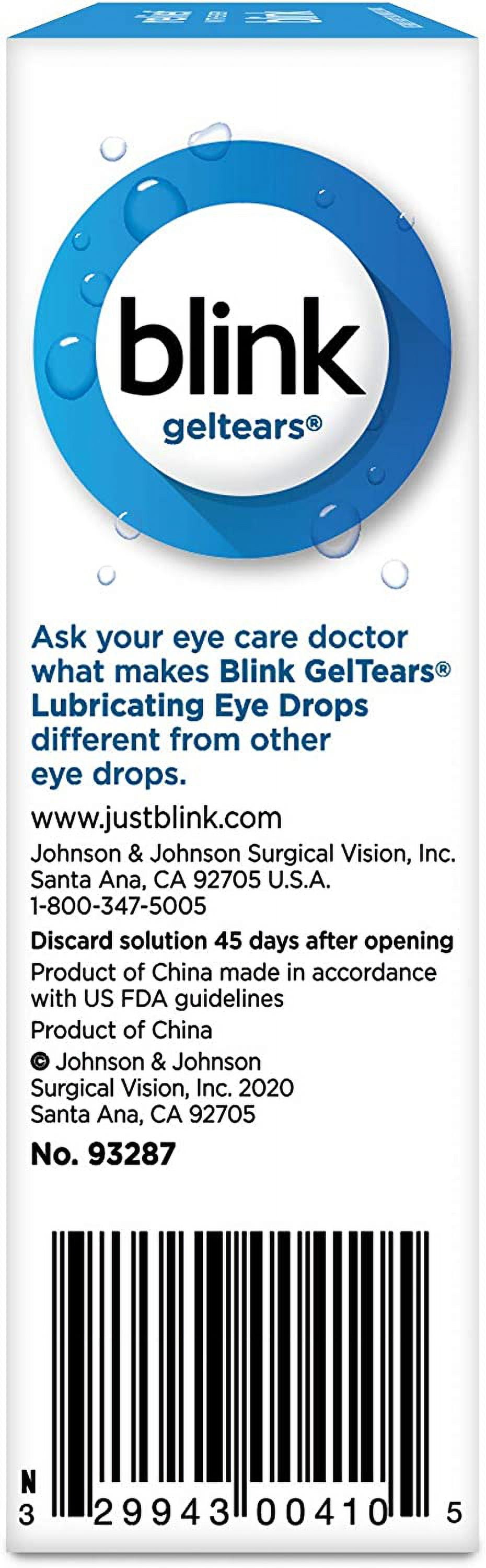 Blink Gel Tears Lubricating Moderate Severe Dry Eye Drops, 0.34 oz, 2 Pack