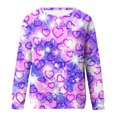 thumbnail image 3 of Valentine's Day Long Sleeve Shirts for Women Trendy Sequin Heart Print Crew Neck Casual Sweatshirts Casual Tunic Tops(Purple,M), 3 of 4