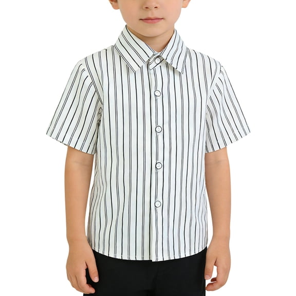 EnJoCho Kids Boys Button Down Shirt Short Sleeve Plain Lapel Lapel Collar Shirts with Pocket Toddler Plain School Unifor𝗆 Tops