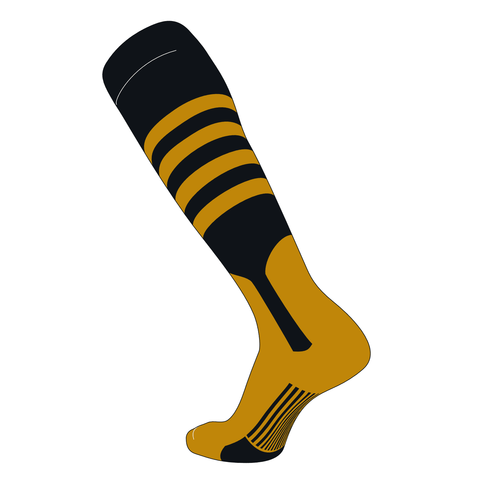 Gold TCK Elite Breaker Fade Lines Knee High Socks Black X-Large 