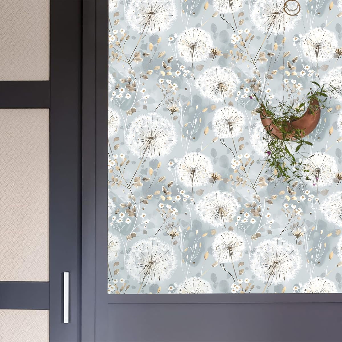 Floral Wallpaper Peel and Stick Dandelion Wallpaper Floral Contact Paper 17.7"x118.1" Vintage Flower Contact Paper Boho Self Adhesive Removable for Bedroom Cabinets Decorative Wall Vinyl
