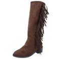 thumbnail image 2 of Wowcloth Knee-High Boots for Women – Suede Chunky Heel and Tassel Design, Mid Heel, Pull-On Style for Retro Winter Fashion, 2 of 9