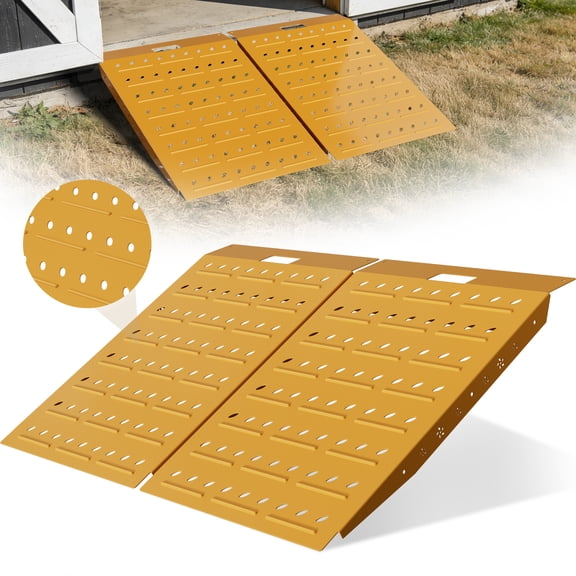 36" x 48" Shed Ramp Heavy-Duty Loading Ramps Curb Ramp for Lawn Mower Anti-Slip, 1800LB Capacity,2PCS, Yellow