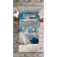 thumbnail image 3 of Ambesonne Winter Quilted Bedspread Set 2 Pcs, Panoramic Mountains Walk, Twin Size, Blue White Brown, 3 of 3