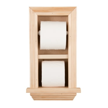 Boreas Recessed Solid Wood Double Toilet Paper Holder 7 x 14.5 - Unfinished