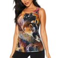 thumbnail image 1 of Balery Abstract Lion Painting Camiseta sin mangas estampada ligera para mujer, tops de entrenamiento sin mangas, camisetas de yoga transpirables de secado rápido.-Small, 1 of 7