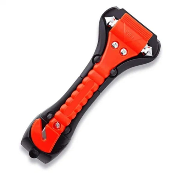 Afoxsos 7 .5 in. Exposed Screw Car Safety Emergency Escape Hammer Tool in Orange with Seatbelt Cutter Window Breaker