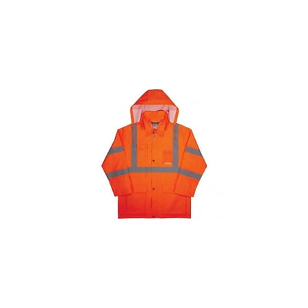 

Ergodyne GloWear 8366 Lightweight High-Visibility Rain Jacket ANSI Class R3 Orange Large (24364)