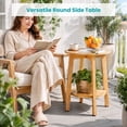thumbnail image 6 of CONCETTA 2-Tier Wood End Table Set of 2, Small Round Nightstand with Tapered Legs, Natural Wood, 6 of 8