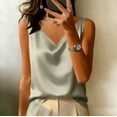 thumbnail image 5 of WULMLEO Women's Silk Satin Camisole Tank Tops V Neck Pleated Dressy Casual Sleeveless Blouses Summer Business Work Shirts Mint Green M, 5 of 5