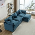 thumbnail image 2 of Williamspace 111.4" Convertible Sectional Sofa Couch, Modern L-Shaped Upholstered Sofa with Reversible Chaise and 5 Pillows, Luxury Comfy Deep Seat Couch with Ottoman for Living Room Apartment, Blue, 2 of 7