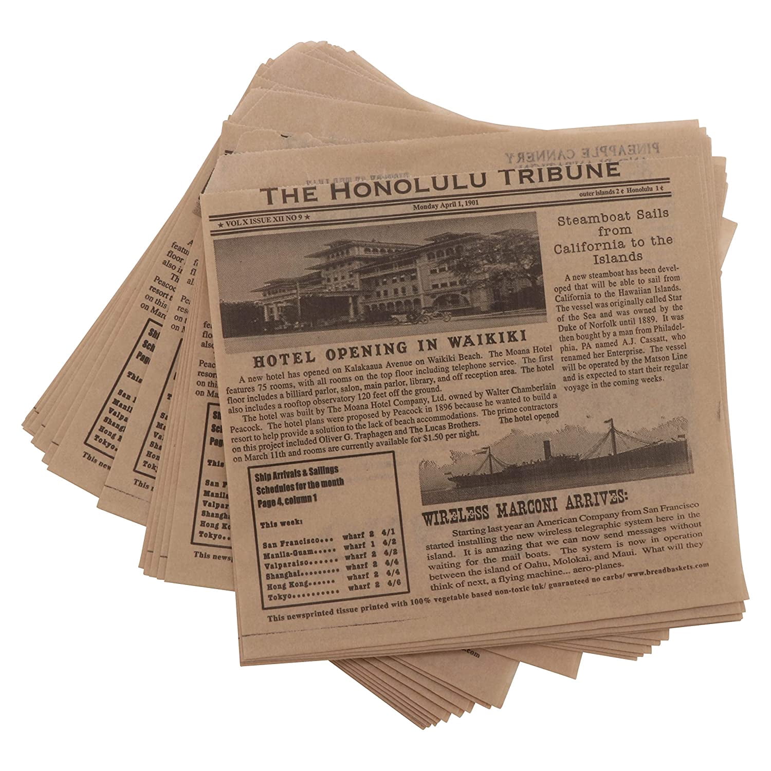 G.E.T. Grease-Resistant Food Basket Liners, Honolulu Newsprint, 7" x 7" (2000 Sheets)