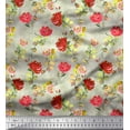 thumbnail image 1 of Soimoi Orange Cotton Jersey Fabric Leaves & Floral Printed Craft Fabric by The Yard 58 Inch Wide, 1 of 1