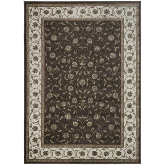 Vitaly Milfred Area Rug 3743 Traditional Brown Petals Bulbs 3' 3" x 4' 11" Rectangle