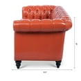 thumbnail image 5 of 84 Inch 3-Seater Sofa, PU Upholstered Living Room Sofa with Button Tufted Backrest and Nailhead Trim Armrest, Modern Long Sofa Couch with Inclined Legs and 660 lbs Weight Capacity, Orange, 5 of 7