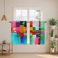 thumbnail image 3 of Colorful Oil Painted Tier Curtains, Modern Abstract Art Vintage Light Filtering Kitchen Curtains, 2Pcs Rod Pocket Half Window Treatments Panels for Sink Cafe Cabinet Basement 27.5x45 Inches, 3 of 9