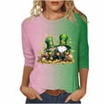 thumbnail image 2 of Meichang Blouses à Manches 3/4 pour Femmes Chemises de la Saint-Patrick Imprimé Trèfle Vert T-Shirts Cadeaux Décontractés T-Shirts Col Rond Tops Blouses Liquidation de Printemps, 2 of 5