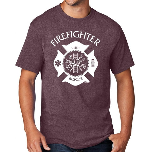 Men's Firefighter T-shirt, 4XL Athletic Heather Maroon