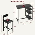 thumbnail image 2 of Dining Table Set for 2, Kitchen Table and Chairs with Wine Rack, Metal Frame Modern Bar Table Set with 2 Chairs, Rectangular Kitchen Table Set for Small Space, Apartment, 2 of 9