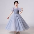 thumbnail image 1 of Vestido de princesa para niñas, vestido de novia, vestido de manga abullonada, vestido de presentador de piano grande para niños, vestido de velo abullonado para verano, 1 of 5