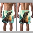 thumbnail image 3 of luoweisi Men's Beach Shorts Quick Dry Swim Trunks with Mesh Lining Sea Lion L, 3 of 5