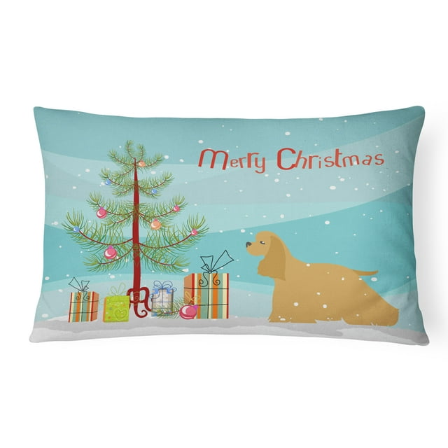 Carolines Treasures BB2904PW1216 Cocker Spaniel Merry Christmas Tree Canvas Fabric Decorative Pillow