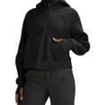 thumbnail image 2 of Genuiskids Women Zip Up Hoodie Casual Solid Drawstring Loose Hooded Sweatshirt Fleece Vintage Jacket Outerwear 90s Streetwear with Pockets, 2 of 6