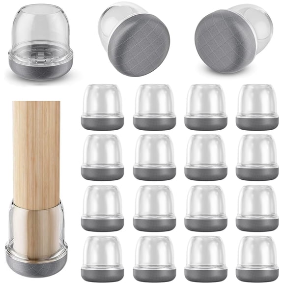 ROSYNEY 16 Pack Chair Leg Floor Protectors, Hairproof Chair Leg Covers, 1.25" Silicone Felt Furniture Leg Pads Caps Covers for Hardwood Floors (Fit:0.98" - 1.2")