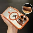 thumbnail image 1 of Magsafe Magnetic Lens Protection Stand Phone Case For IPhone 15 12 13 14 11 Pro Max Camera Glass Transparent Metal Ring Cover Orange For iphone15Pro, 1 of 6