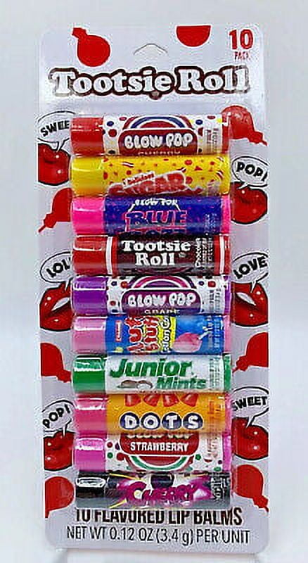 Lot of 3 Flavored Lip Balm m&m's Milk Chocolate, Sour Patch Kids & Tootsie  Roll