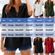 thumbnail image 3 of Vestidos Casuales Para Mujer, Blusas De Mujer De Moda Blusa de moda para mujer, de lino sintético y color liso, con cuello en V, manga corta, botones en el bajo y abertura., 3 of 7