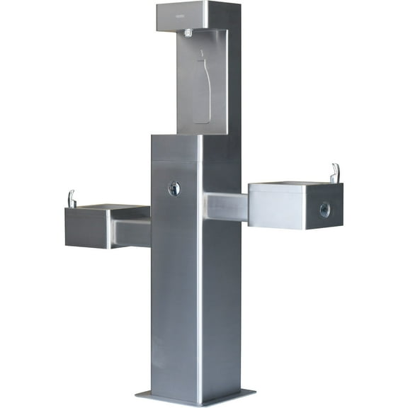 Outdoor Bottle Filling Station & Bi-Level Drinking Fountain, Stainless Steel
