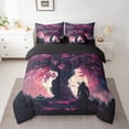 thumbnail image 3 of Manfei Tokyo Samurai Teens 7-Piece Twin Bedding Sets, Ancient Japanese Worrior Bedding Comforter Set, Pink Purple Cherry Blossoms Reversible Sheet Sets, Microfiber Bedroom Decor, 3 of 8