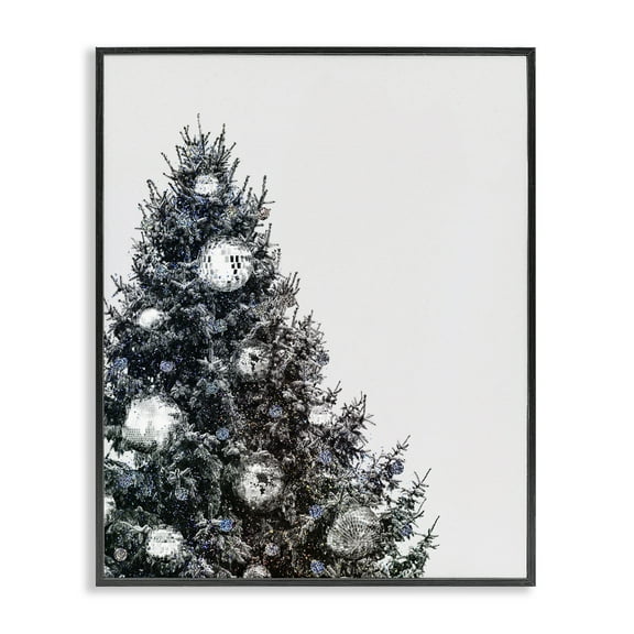 Stupell Industries Disco Ornaments on Tree Holiday Painting Black Framed Art Print Wall Art, 11 x 14